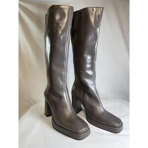 Jeffrey Campbell Maximal Women Tall Knee High Boots Sz 8.5 Grey Leather